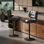 Lot de 2 tabourets de bar à hauteur réglable avec siège réglable, tabourets de bar pivotants avec coussin rembourré épais et repose-pieds en métal pour bar à la maison