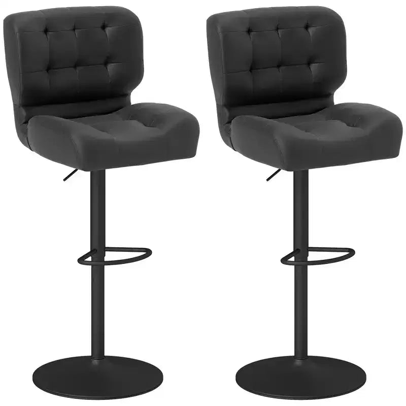 Bar Height Bar Stools Set of 2 with Adjustable Seat, Adjustable Swivel Barstools with Thick Padded Cushion and Metal Footrest for Home Bar