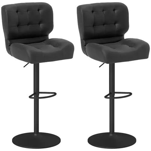 Bar Height Bar Stools Set of 2 with Adjustable Seat, Adjustable Swivel Barstools with Thick Padded Cushion and Metal Footrest for Home Bar