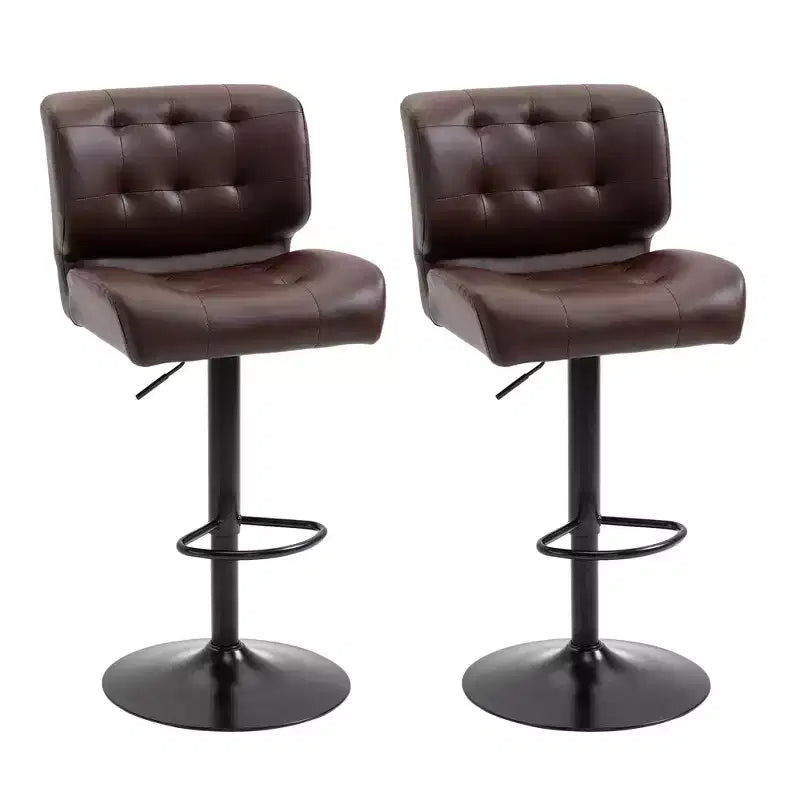 Lot de 2 tabourets de bar à hauteur réglable avec siège réglable, tabourets de bar pivotants avec coussin rembourré épais et repose-pieds en métal pour bar à la maison