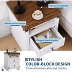 Table de chevet rustique blanche avec 2 tiroirs, étagère ouverte, table d'appoint moderne pour chambre ou salon, petit espace