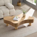 MAYEERTY 42.5 Inch Modern Irregular Coffee Table with MDF and Solid Wood Leg, Center Table for Living Room Bedroom, Easy Assembly