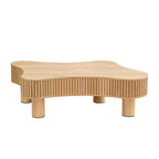 MAYEERTY Table Basse Moderne Irrégulière de 42,5 Pouces avec MDF et Pieds en Bois Massif, Table Centrale pour Salon Chambre, Facile à Monter
