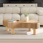 MAYEERTY Table Basse Moderne Irrégulière de 42,5 Pouces avec MDF et Pieds en Bois Massif, Table Centrale pour Salon Chambre, Facile à Monter