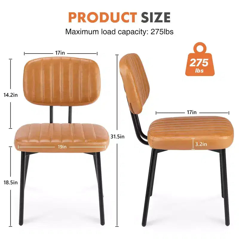 TUYOHW 18,5" Chaises sans accoudoirs en similicuir avec pieds en métal pour cuisine, chaises de salle à manger modernes du milieu du siècle, chaise de salle à manger chic, 125 kg max.