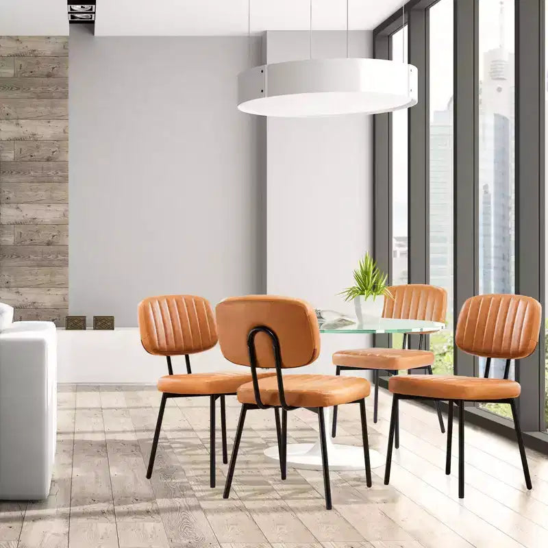 TUYOHW 18,5" Chaises sans accoudoirs en similicuir avec pieds en métal pour cuisine, chaises de salle à manger modernes du milieu du siècle, chaise de salle à manger chic, 125 kg max.