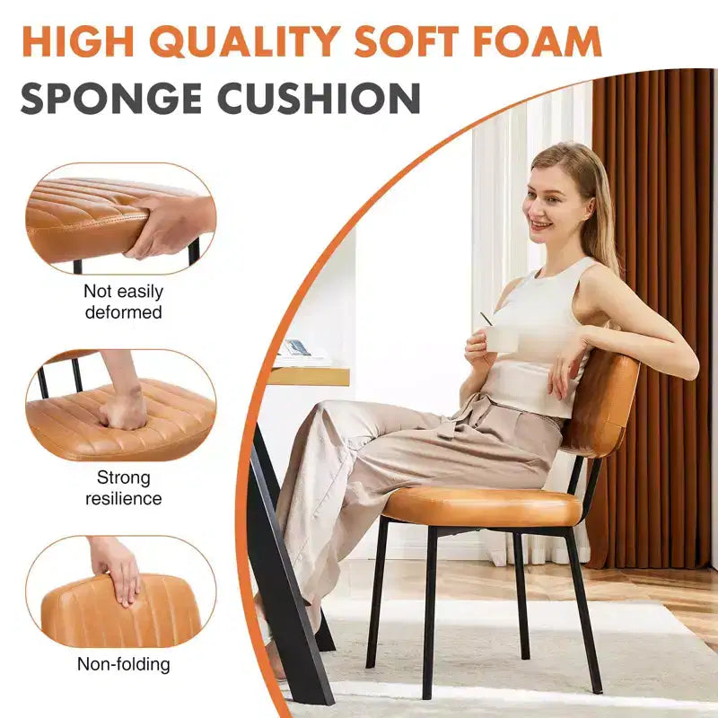 TUYOHW 18,5" Chaises sans accoudoirs en similicuir avec pieds en métal pour cuisine, chaises de salle à manger modernes du milieu du siècle, chaise de salle à manger chic, 125 kg max.