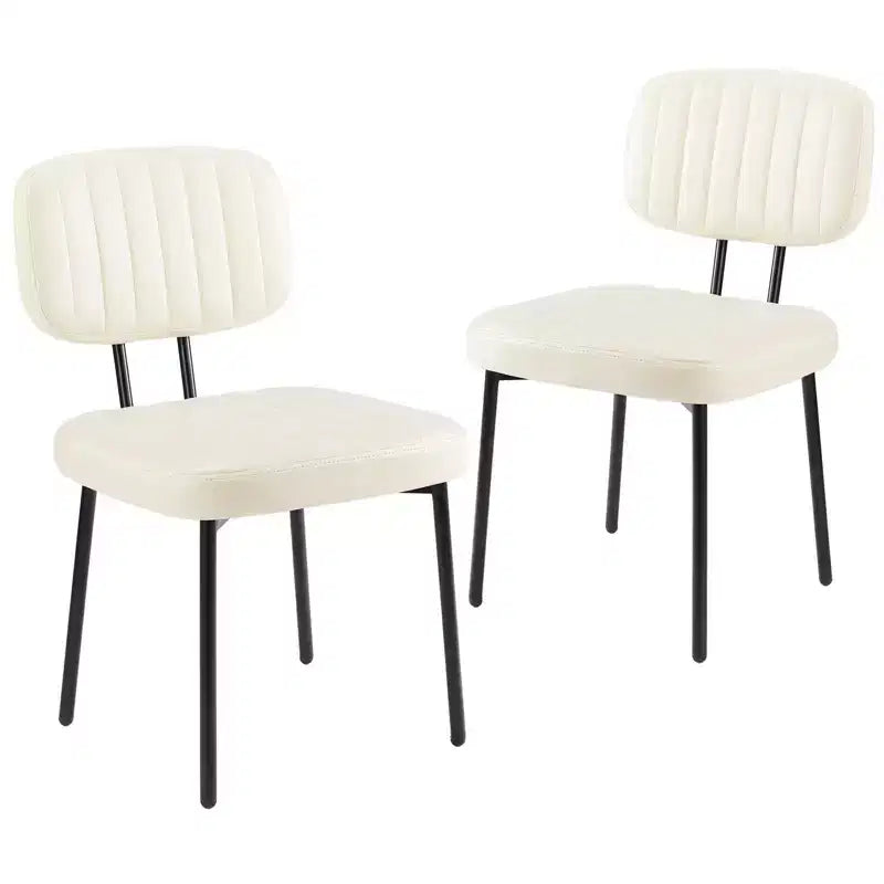 TUYOHW 18,5" Chaises sans accoudoirs en similicuir avec pieds en métal pour cuisine, chaises de salle à manger modernes du milieu du siècle, chaise de salle à manger chic, 125 kg max.