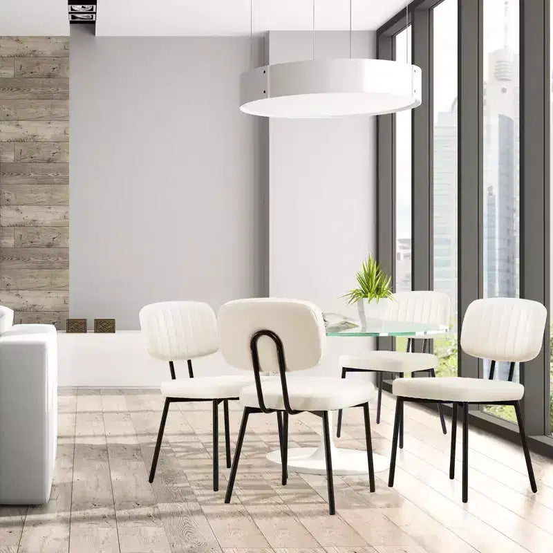 TUYOHW 18,5" Chaises sans accoudoirs en similicuir avec pieds en métal pour cuisine, chaises de salle à manger modernes du milieu du siècle, chaise de salle à manger chic, 125 kg max.