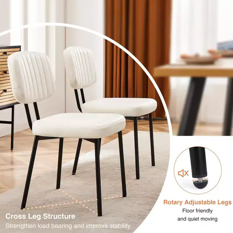 TUYOHW 18,5" Chaises sans accoudoirs en similicuir avec pieds en métal pour cuisine, chaises de salle à manger modernes du milieu du siècle, chaise de salle à manger chic, 125 kg max.