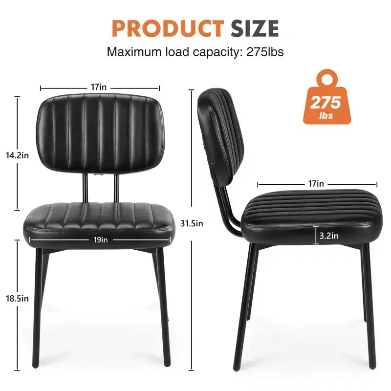 TUYOHW 18,5" Chaises sans accoudoirs en similicuir avec pieds en métal pour cuisine, chaises de salle à manger modernes du milieu du siècle, chaise de salle à manger chic, 125 kg max.