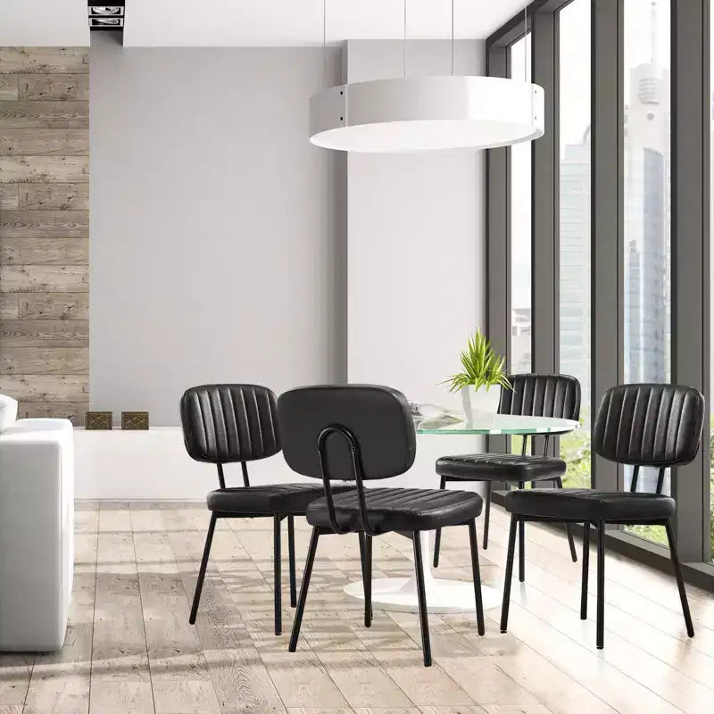 TUYOHW 18,5" Chaises sans accoudoirs en similicuir avec pieds en métal pour cuisine, chaises de salle à manger modernes du milieu du siècle, chaise de salle à manger chic, 125 kg max.