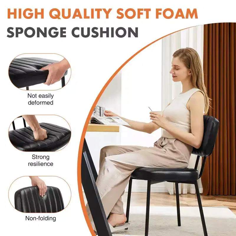 TUYOHW 18,5" Chaises sans accoudoirs en similicuir avec pieds en métal pour cuisine, chaises de salle à manger modernes du milieu du siècle, chaise de salle à manger chic, 125 kg max.