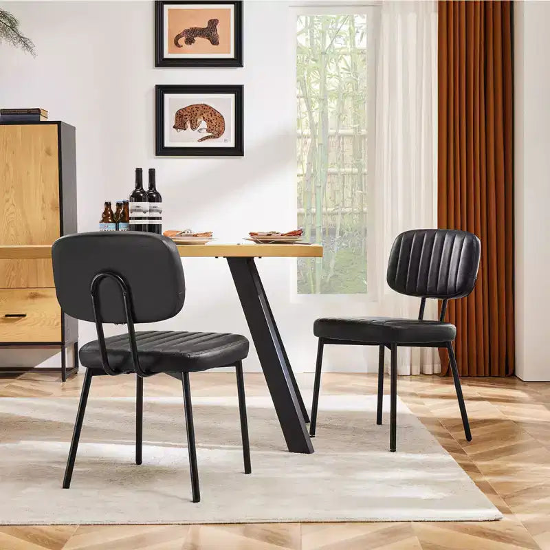 TUYOHW 18.5 Faux Leather Armless Chairs with Metal Legs for Kitchen,Mid-Century Modern Dining Chairs,Chic Dining Room Chair,275lbs Max