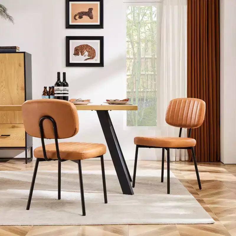 TUYOHW 18,5" Chaises sans accoudoirs en similicuir avec pieds en métal pour cuisine, chaises de salle à manger modernes du milieu du siècle, chaise de salle à manger chic, 125 kg max.