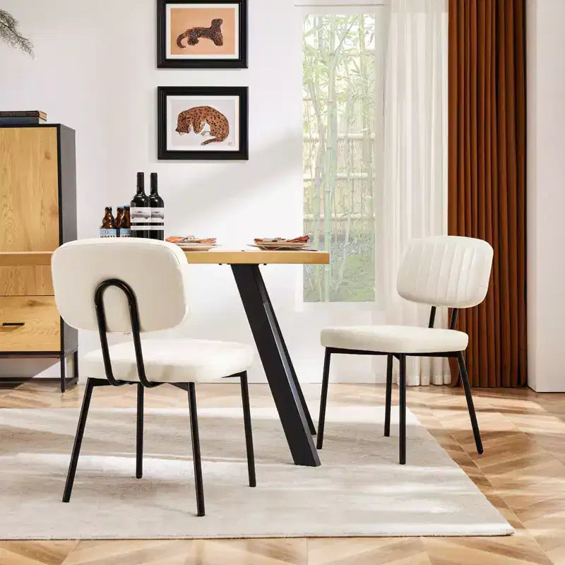 TUYOHW 18,5" Chaises sans accoudoirs en similicuir avec pieds en métal pour cuisine, chaises de salle à manger modernes du milieu du siècle, chaise de salle à manger chic, 125 kg max.