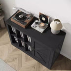 Meuble de support de tourne-disque avec porte, Meuble de rangement pour tourne-disque de style ferme avec étagères pouvant contenir jusqu'à 750 albums, Meuble de rangement en bois pour CD DVD