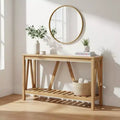 Homy Casa Console Table with Open Shelf for Entryway, Living Room or Hallway, Brown