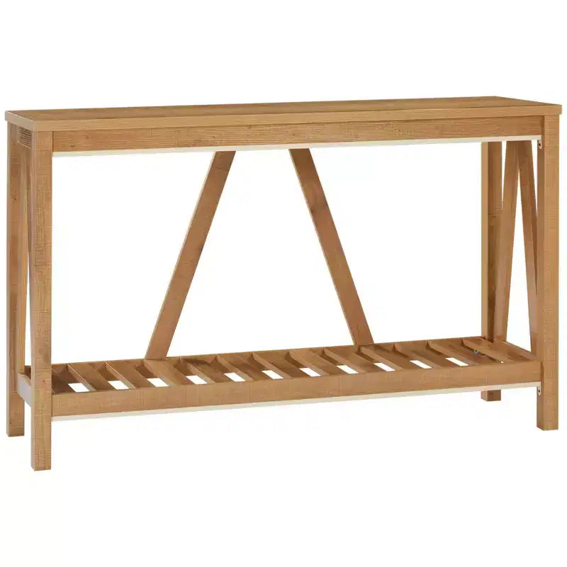 Console Homy Casa avec étagère ouverte pour entrée, salon ou couloir, marron