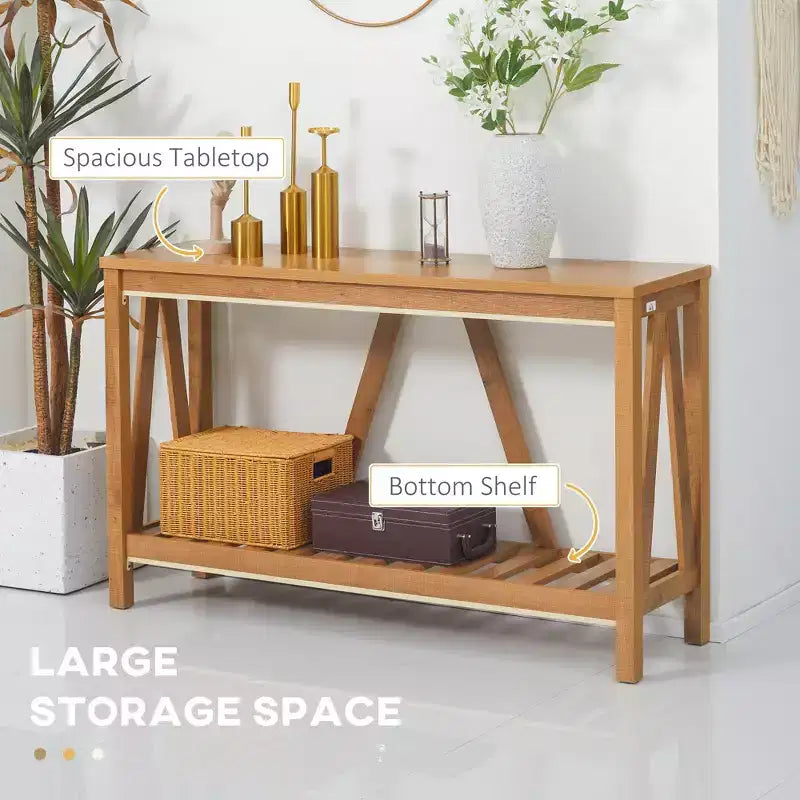 Console Homy Casa avec étagère ouverte pour entrée, salon ou couloir, marron