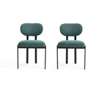 HomeRoots Set of Two Green and Black Chenille And Metal Partially Open Back Dining Side Chairs