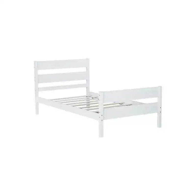 Lit jumeau Homy Casa avec tête et pied de lit en bois massif pour chambres d'enfants ou d'amis