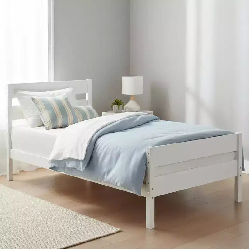 Lit jumeau Homy Casa avec tête et pied de lit en bois massif pour chambres d'enfants ou d'amis