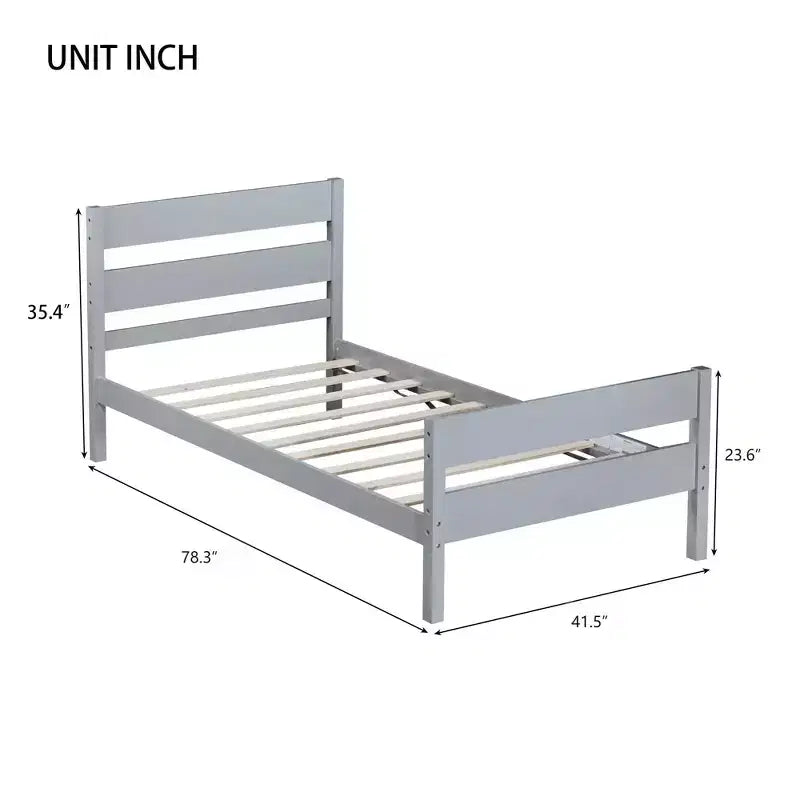 Lit jumeau Homy Casa avec tête et pied de lit en bois massif pour chambres d'enfants ou d'amis
