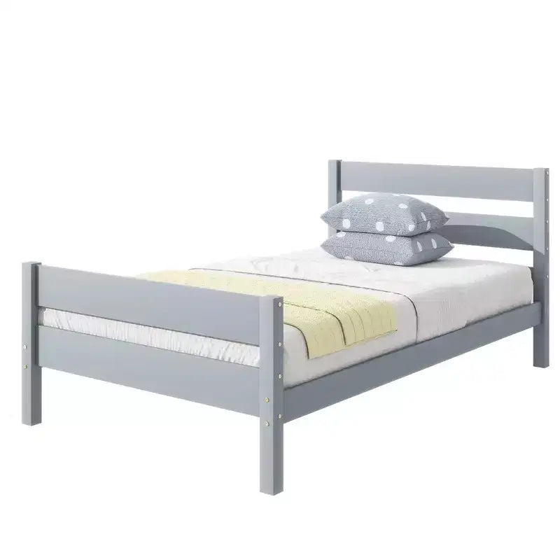 Lit jumeau Homy Casa avec tête et pied de lit en bois massif pour chambres d'enfants ou d'amis
