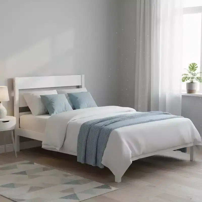 Lit jumeau Homy Casa avec tête et pied de lit en bois massif pour chambres d'enfants ou d'amis