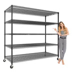 3300LBS Rolling Storage Shelves,5 Tier Metal Garage Shelving Units with Wheels&Feet,Adjustable Wire Metal Shelving for Garage Commercial Industrials