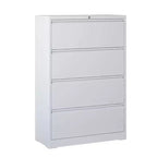 Classeur latéral à 4 tiroirs noir/blanc, serrure et 2 clés, compatible avec les formats légal/A4/F4, utilisation par 2 personnes
