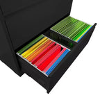 Classeur latéral à 4 tiroirs noir/blanc, serrure et 2 clés, compatible avec les formats légal/A4/F4, utilisation par 2 personnes