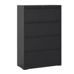 Classeur latéral à 4 tiroirs noir/blanc, serrure et 2 clés, compatible avec les formats légal/A4/F4, utilisation par 2 personnes