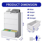 Classeur latéral à 4 tiroirs noir/blanc, serrure et 2 clés, compatible avec les formats légal/A4/F4, utilisation par 2 personnes