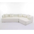 Canapé d'angle moderne 3 places, 2 pièces, blanc/vert crème