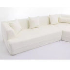 Canapé d'angle moderne 3 places, 2 pièces, blanc/vert crème