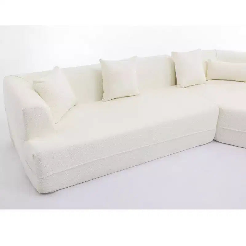 Canapé d'angle moderne 3 places, 2 pièces, blanc/vert crème