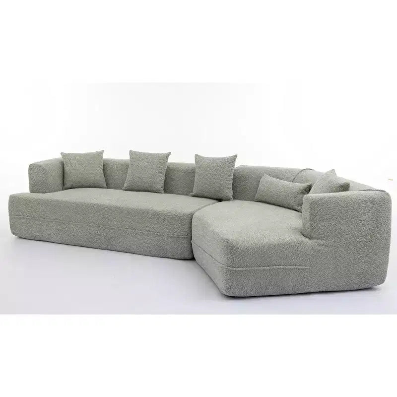 Canapé d'angle moderne 3 places, 2 pièces, blanc/vert crème