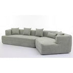 Canapé d'angle moderne 3 places, 2 pièces, blanc/vert crème