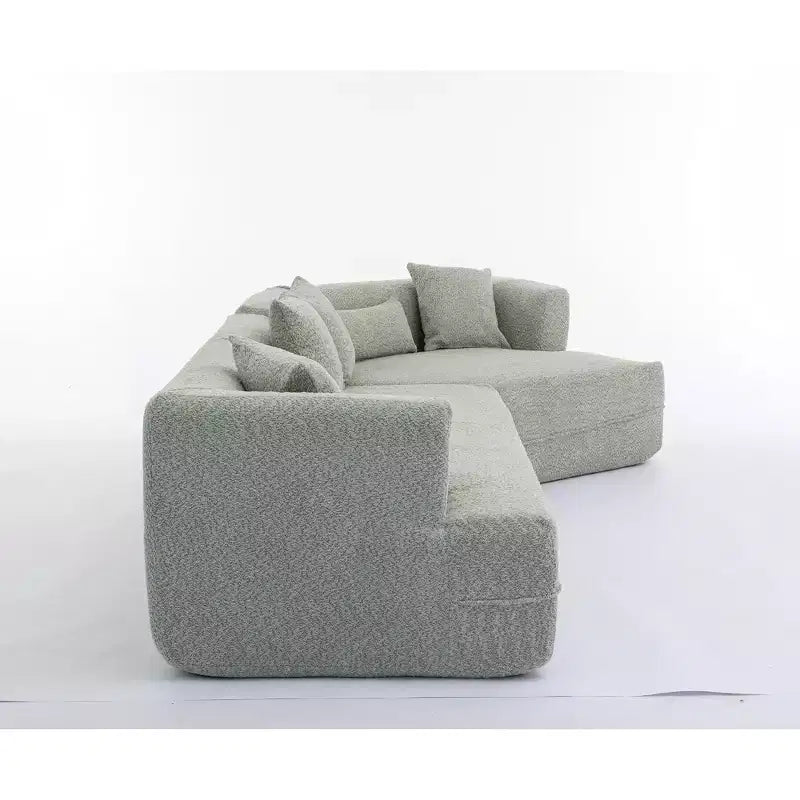 Canapé d'angle moderne 3 places, 2 pièces, blanc/vert crème