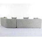 Canapé d'angle moderne 3 places, 2 pièces, blanc/vert crème