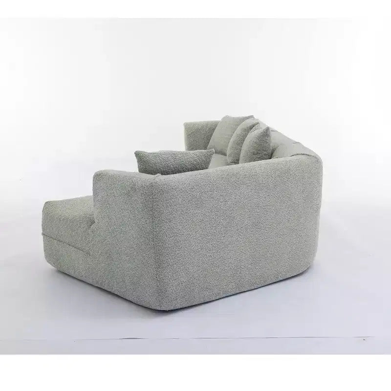 Canapé d'angle moderne 3 places, 2 pièces, blanc/vert crème