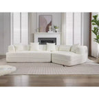 Canapé d'angle moderne 3 places, 2 pièces, blanc/vert crème
