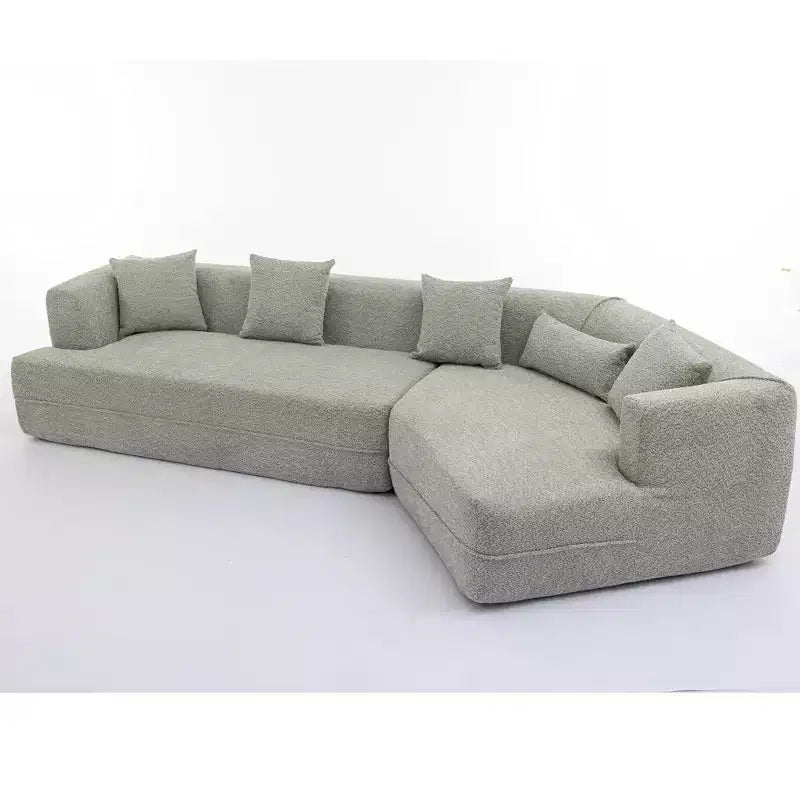 GDFStudio Arvik 128 Modern 3-Seater Boucle Upholstered Sectional Sofa with Pillows