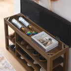 Pouffe de rangement en similicuir noir, assise simple