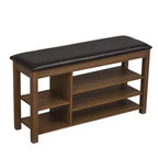 Pouffe de rangement en similicuir noir, assise simple