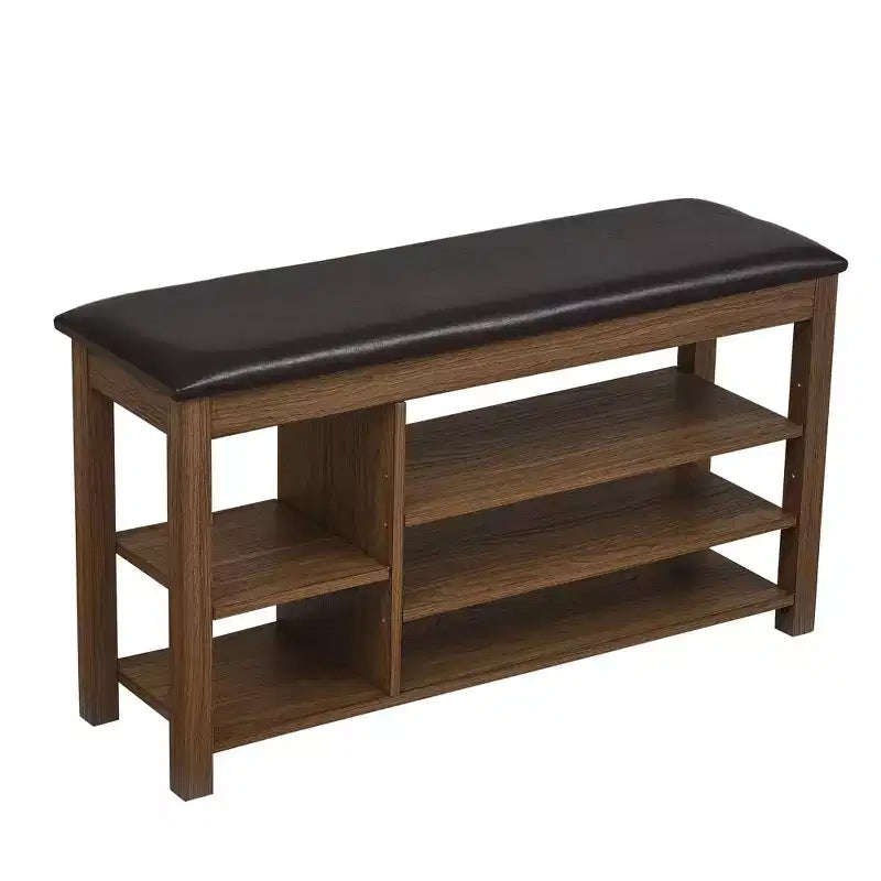 Pouffe de rangement en similicuir noir, assise simple