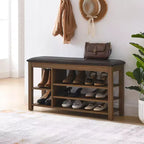 Pouffe de rangement en similicuir noir, assise simple