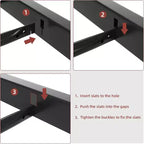 Cadre de lit plateforme rembourré en simili cuir noir – Lit simple, 1 personne